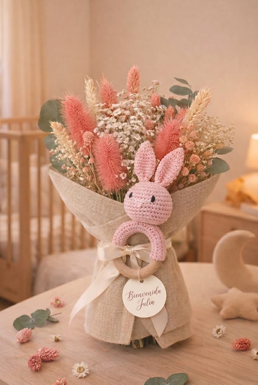 Ramo Blush Whisper con Sonajero