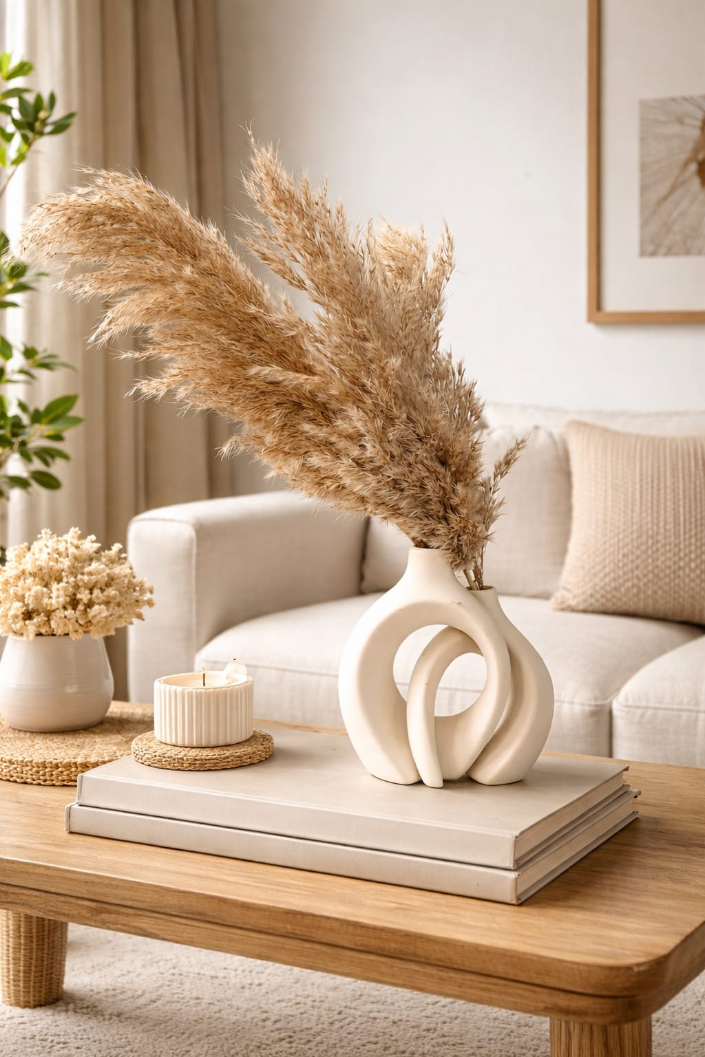 Pampas Aura Natural + Jarrón